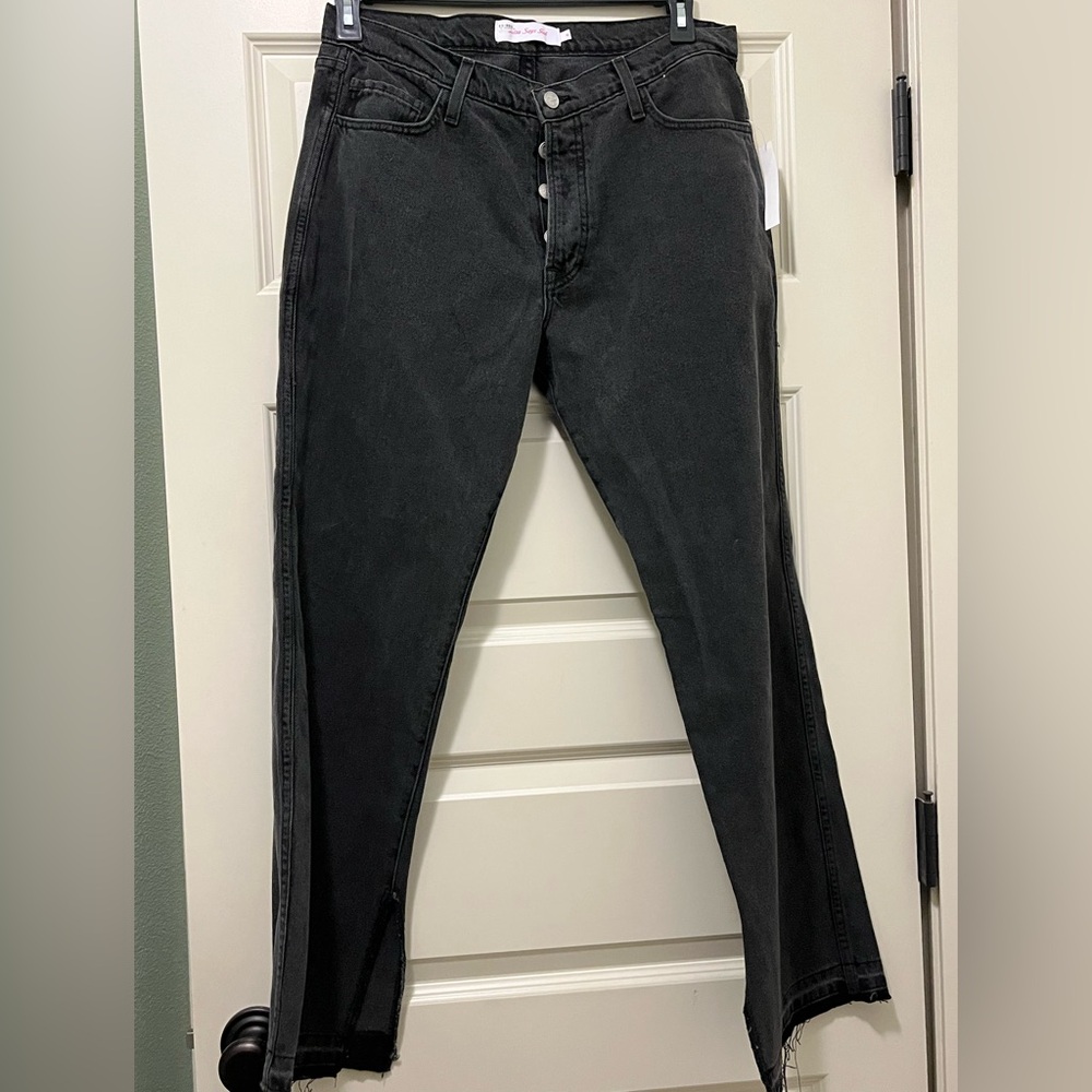 NWT Lisa Says Gah Ellis Low Rise Button Fly Jeans Raw Hem